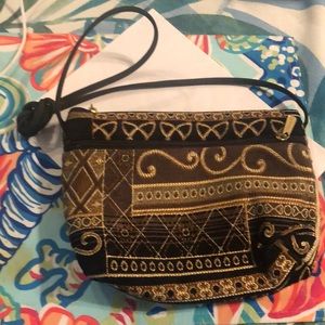 Danny k cross bag tapestry black and brown design